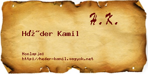 Héder Kamil névjegykártya